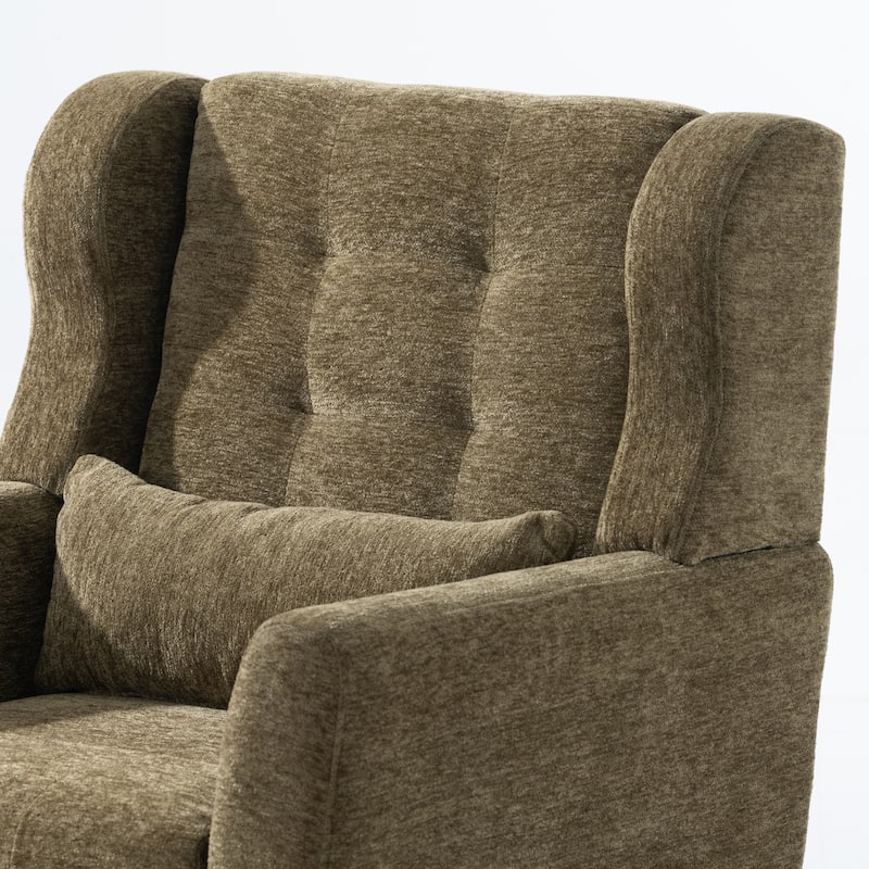 Olive Green Modern 24.21" Upholstered Button Tufted Arm Chair with Wood Legs for Living Room