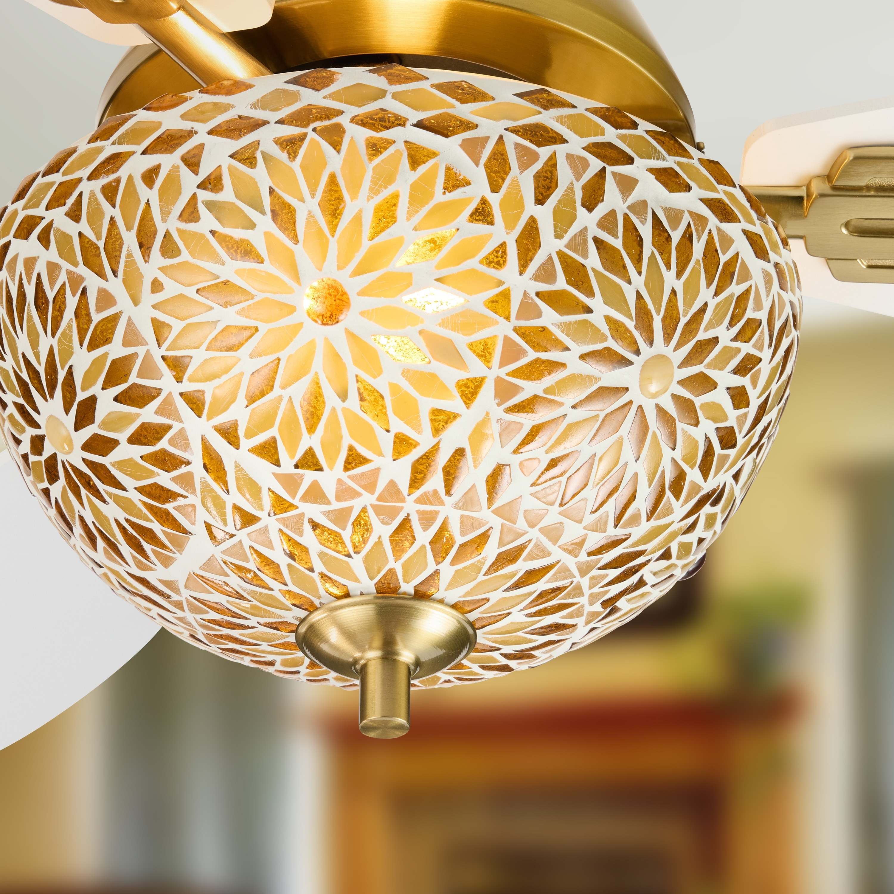 River of Goods Costello 3-blade 42-inch Modern Indoor Ceiling Fan with Mosaic Glass Shade and Remote Control