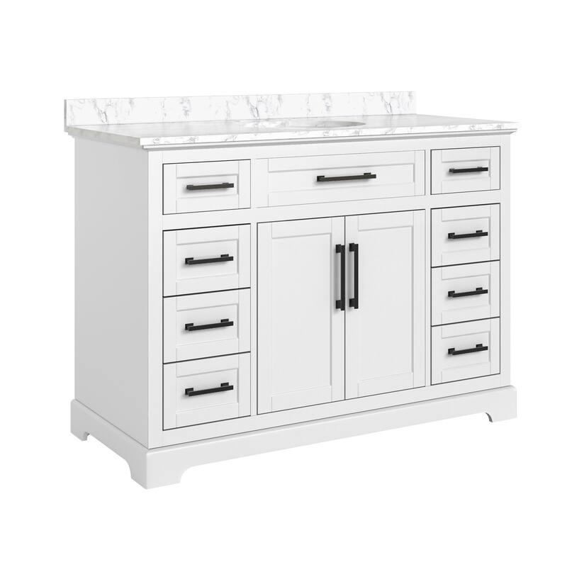 36/48/60 in. Bathroom Vanity in Wood with Ceramic Undermount Sink, Vanity with soft close Drawers