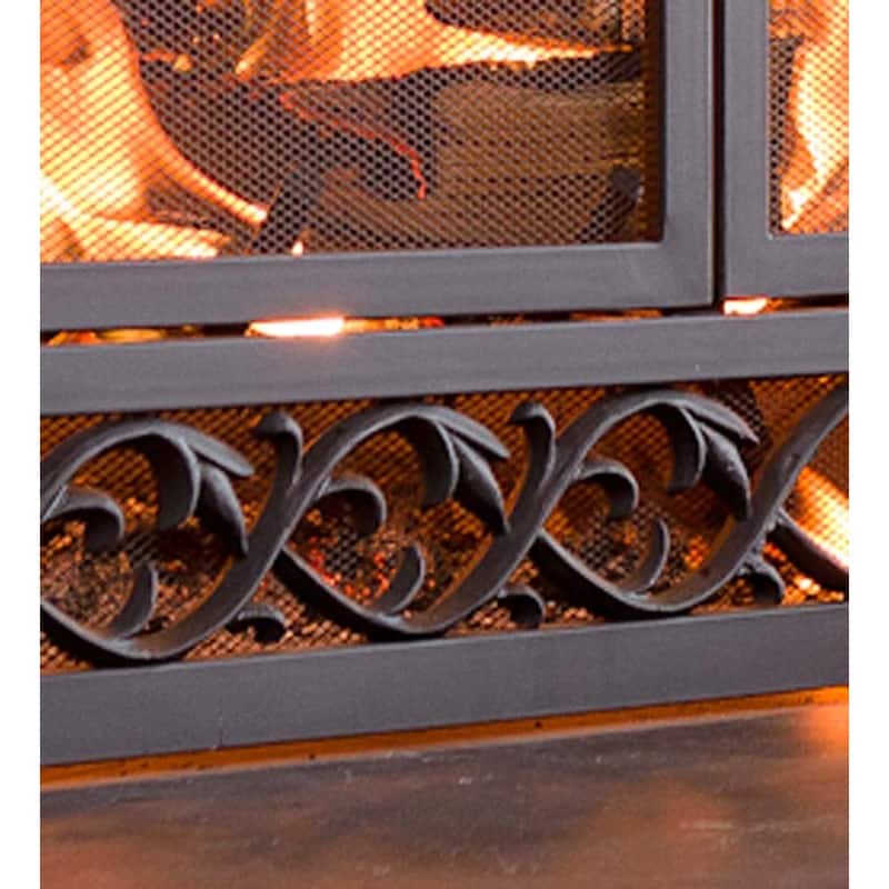 47" x 36" Cast Iron Scrollwork Fireplace Screen With Doors - One Size