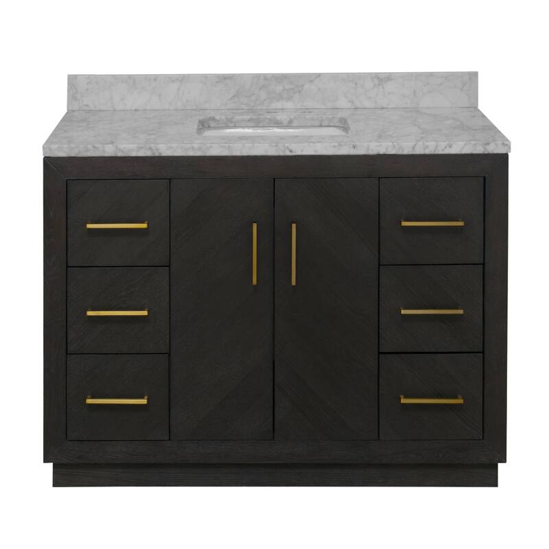 KitchenBathCollection Peyton 48" Bathroom Vanity with Carrara Marble Top