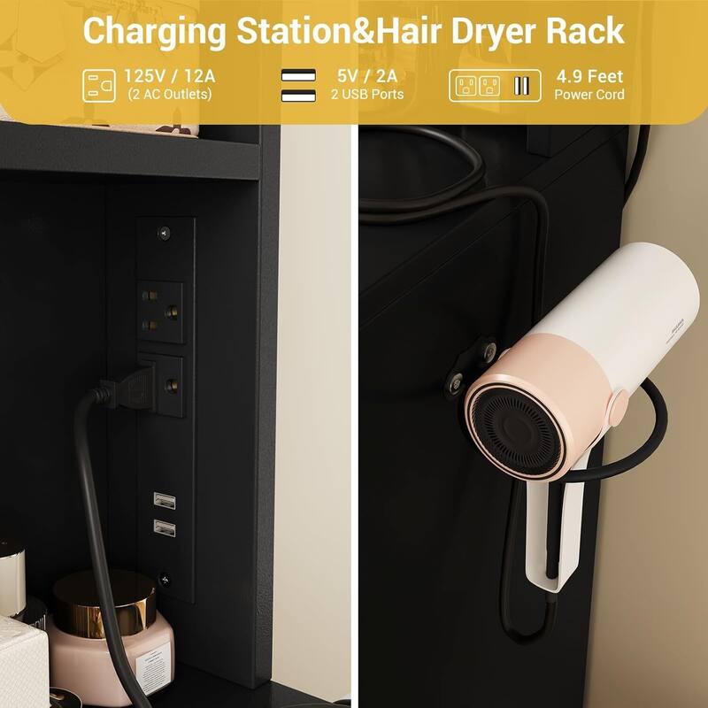 4 Drawers and 5 Shelves Dressing Table, Makeup Vanity Desk with Lighted Mirror