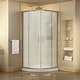 preview thumbnail 13 of 59, DreamLine Prime 36 in. x 36 in. x 74 3/4 in. Sliding Shower Enclosure and Shower Base Kit - 36" x 36" - 36" x 36" Brushed Nickel; White; Frosted Glass