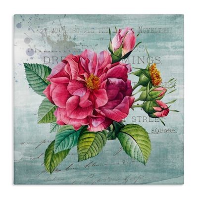 Stupell Pink Garden Flower over Rustic Canvas Wall Art Design By Susan Arnot