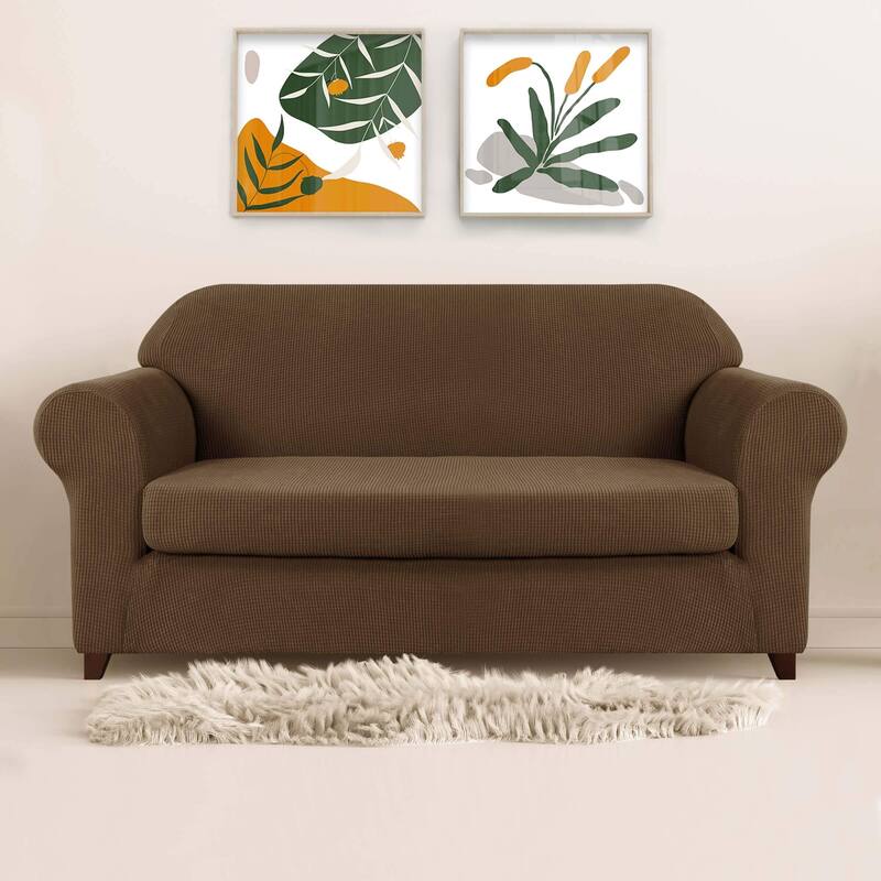 Subrtex 2 Piece Loveseat Slipcover Stretch Spandex Furniture Protector