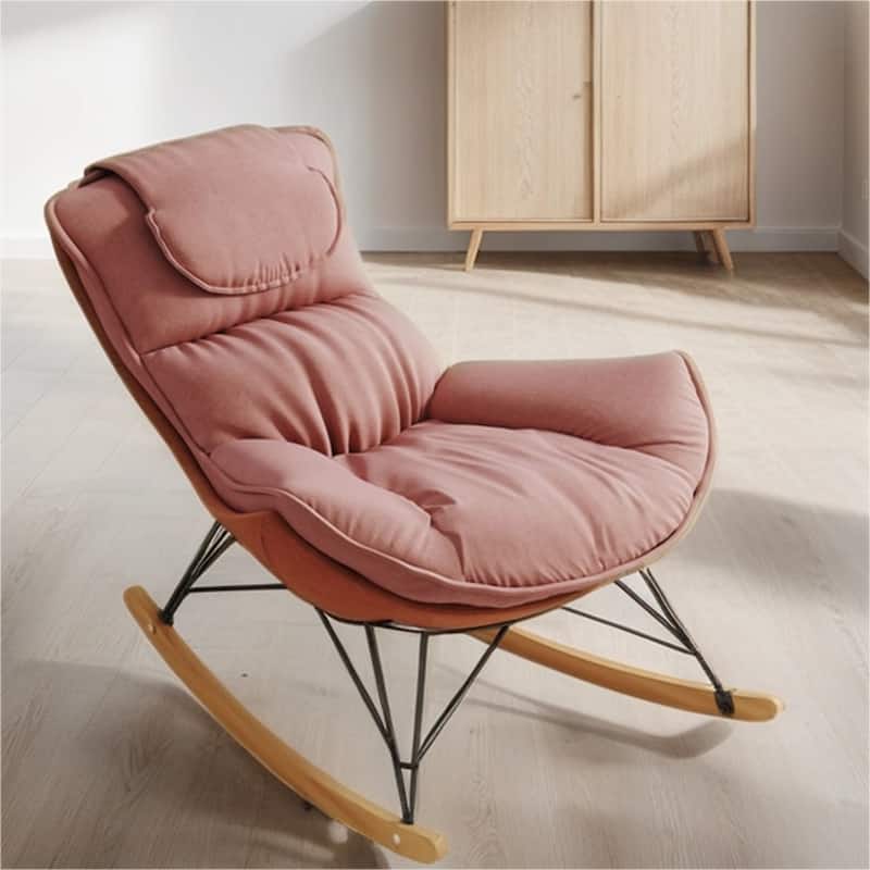 Ergonomic Rocking Chair with Detachable and Washable Seat Cushion