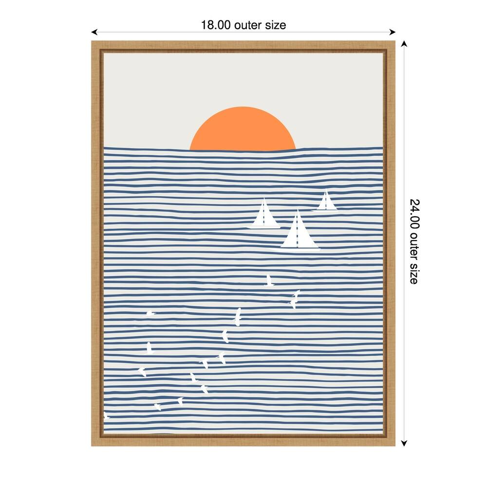 Three White Sails by Little Dean Framed Canvas Wall Art