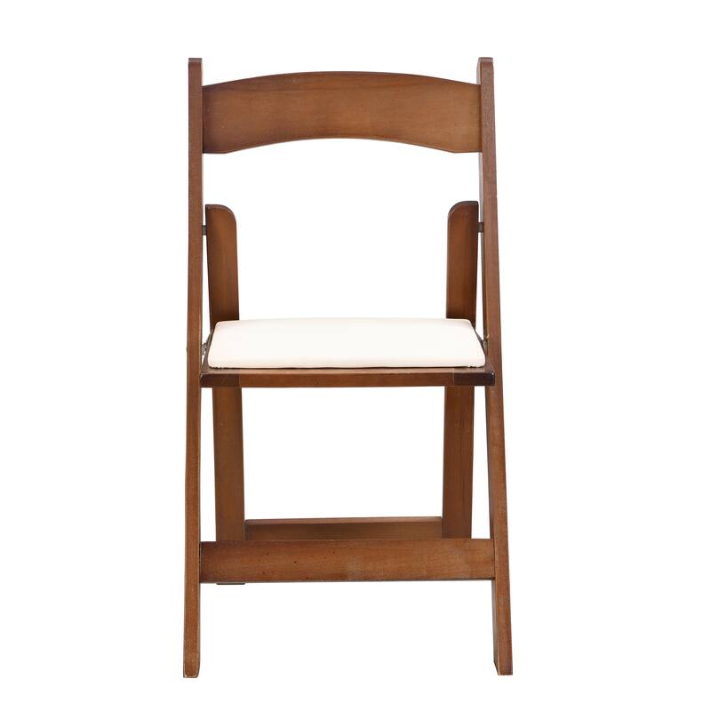 4PCS Upholstered Folding Chair,Space Saving,Easy To Carry,Walnut shelf+Beige Cushion For Dining room