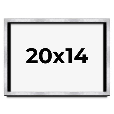 20x14 Shadow Box Frame Silver | 1.375 Inches Deep Real Wood