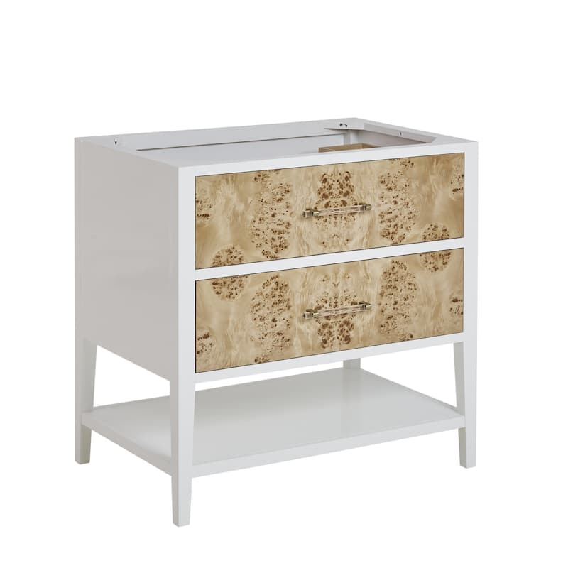 James Martin Vanities D804-V36 Olena 36" Single Basin Wood Vanity - Polished White / Light Mappa Burl - Painted