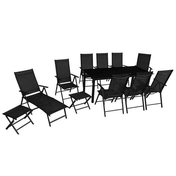 8 Textilene Dinning Chairs Foldable Furniture Set For Patio Garden