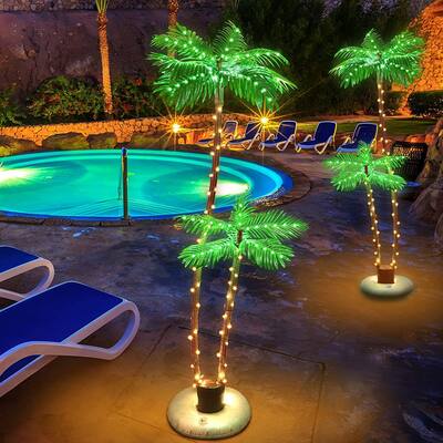 Solar Lighted Palm Trees for Outside Patio - 6FT
