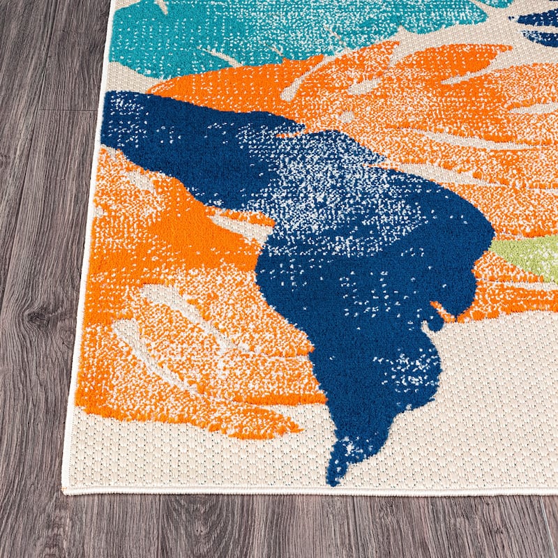Arles Palm Floral Leaves Indoor/Outdoor Area Rug
