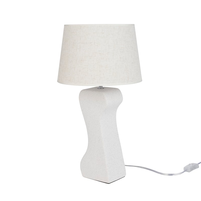 Nourison 21" Off-White Abstract Column Ceramic Table Lamp
