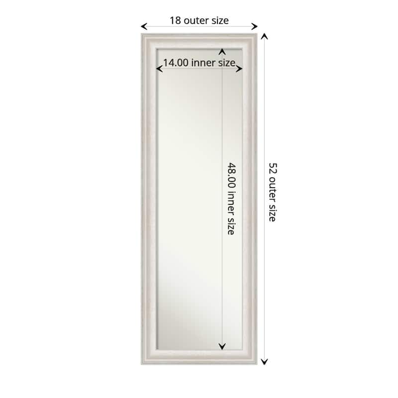 Non-Beveled Full Length On The Door Mirror - Trio Frame - Trio White Wash Silver - Outer Size: 18 x 52 in