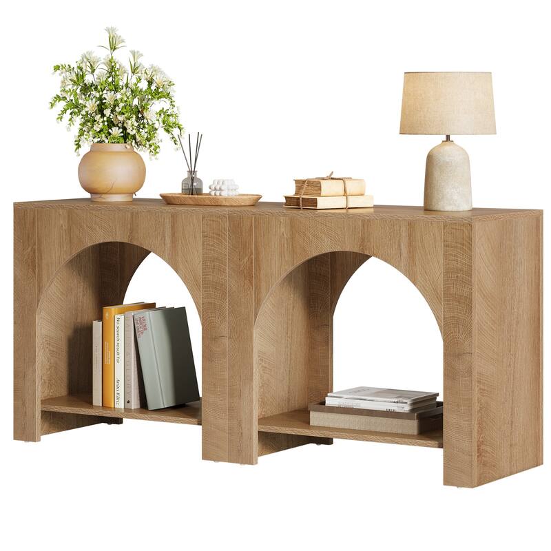Farmhouse Night Stand for Bedroom, Home Office, Brown Bedside Table - Brown-2 - No Drawers