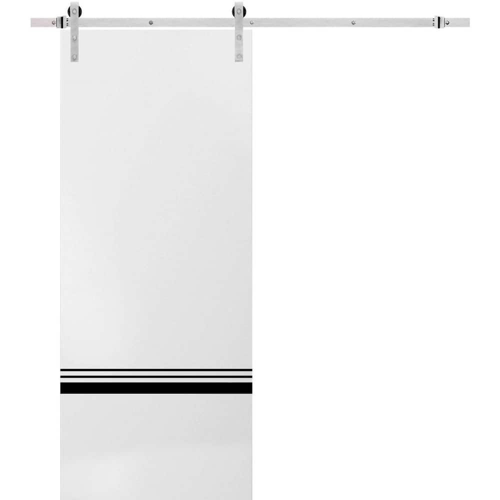 Sturdy Barn Door 36 x 80 Planum 0012 White Silk with 6.6FT