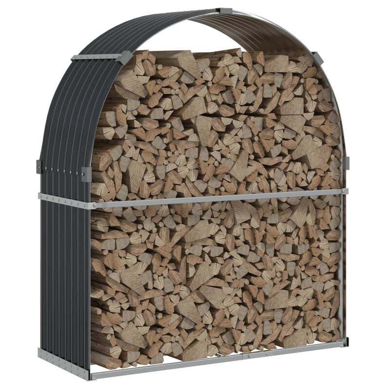 vidaXL Log Holder Outdoor Indoor Storage Firewood Rack Stand Galvanized Steel