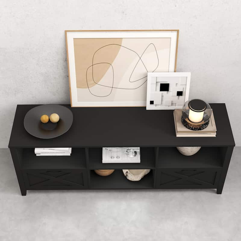 Moasis 70"W Farmhouse TV Stand with Lights