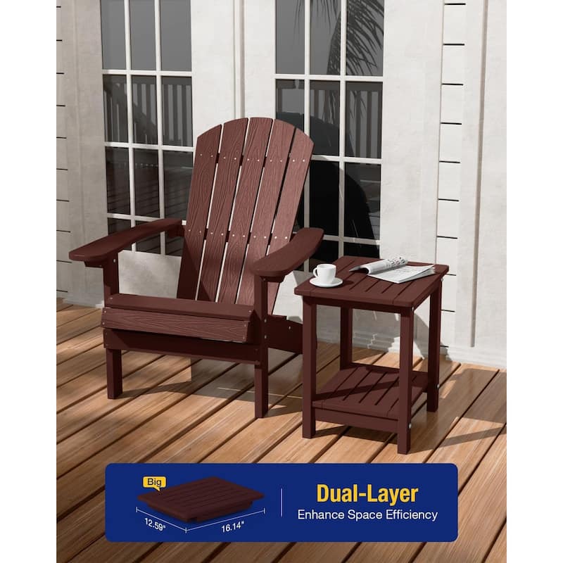 WINSOON HIPS All Weather 2 Layer Outside Table Adirondack Square Side Table
