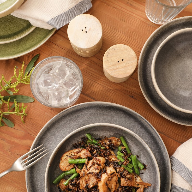 Gibson Elite Manila Bay 16-Piece & 12-Piece Stoneware Reactive Glaze Modern Artisan Dinnerware Set, Service for 4