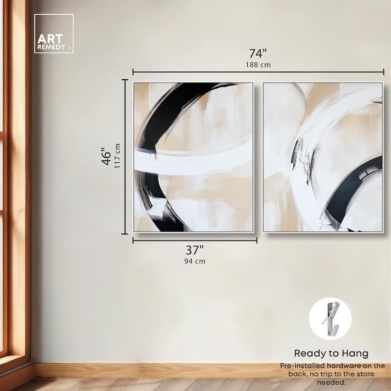 Neutral Interplay II Canvas Set of 2 by Art Remedy