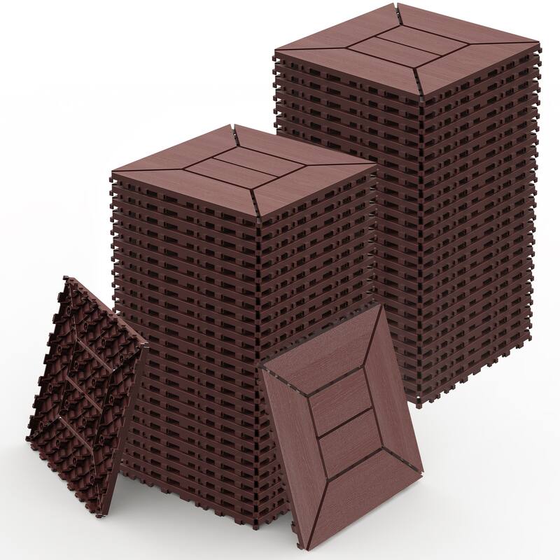 12 inch balcony deck tiles, DIY interlocking deck floor tiles, indoor and outdoor floor tiles,44pcs