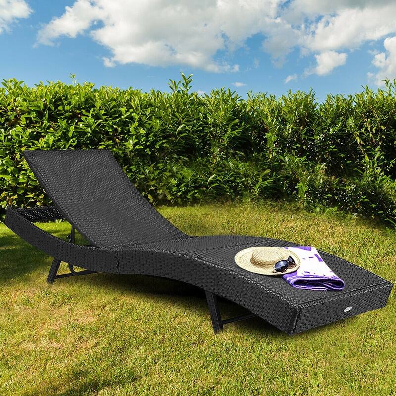 Outdoor Rattan Chaise Lounge Chair - 84.5" x 27.5" x 12.5" (L x W x H)