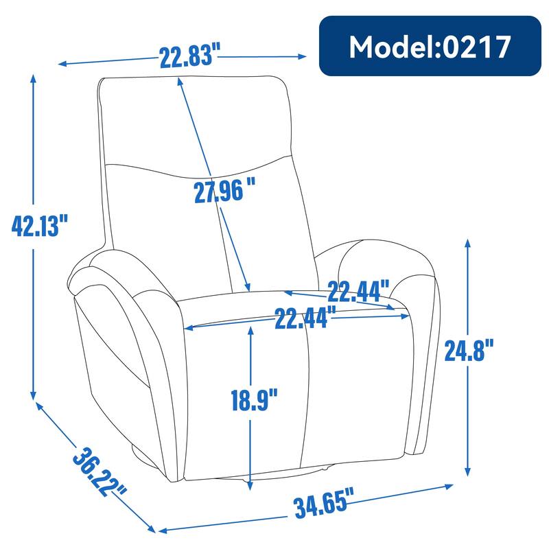 Armless Power Glider Recliner Chair with USB‑C Charging & High Backrest