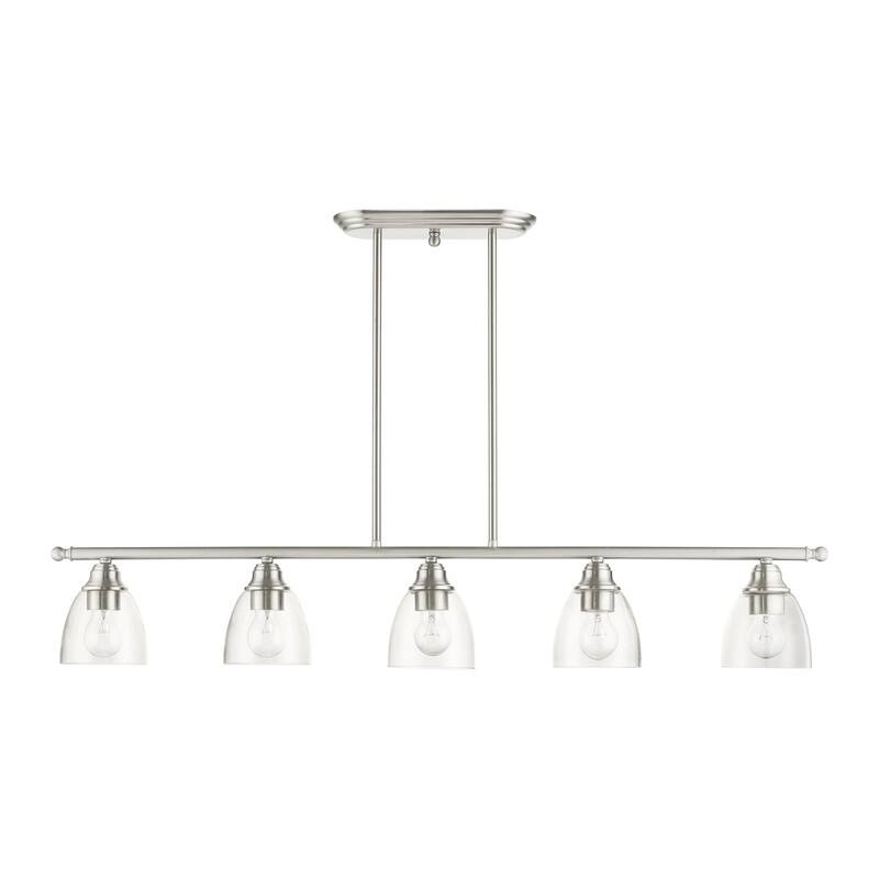 Livex Lighting 5 Light Brushed Nickel Linear Chandelier, 46338-91 - 45" L x 5" W x 14.25" - 44.25" Adj. H