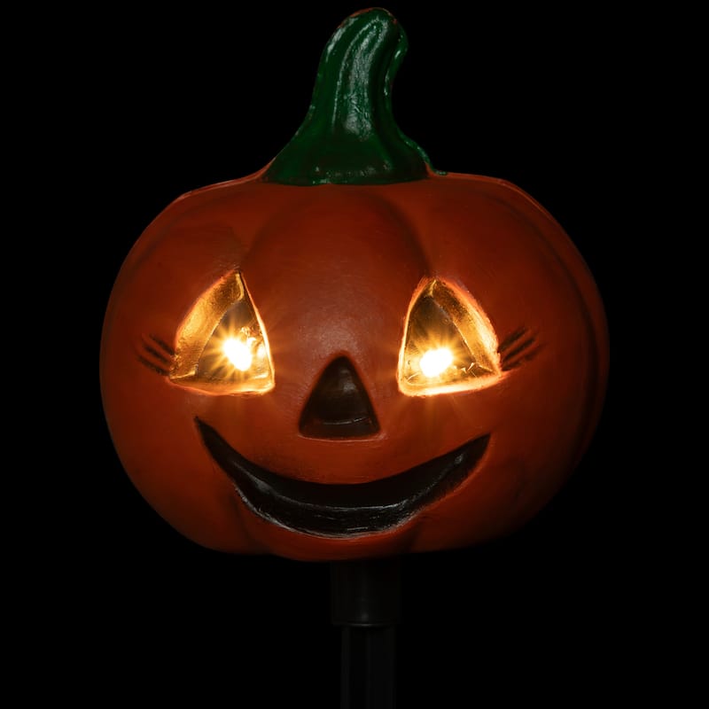 LED Lighted Jack-O-Lantern Outdoor Halloween Pathway Markers - 14.5" - Set of 3
