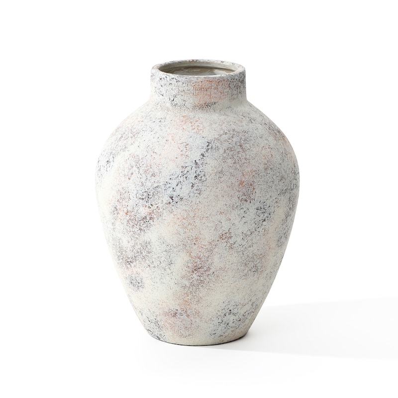 Marbled White Tall Round Stoneware Vase (Single)
