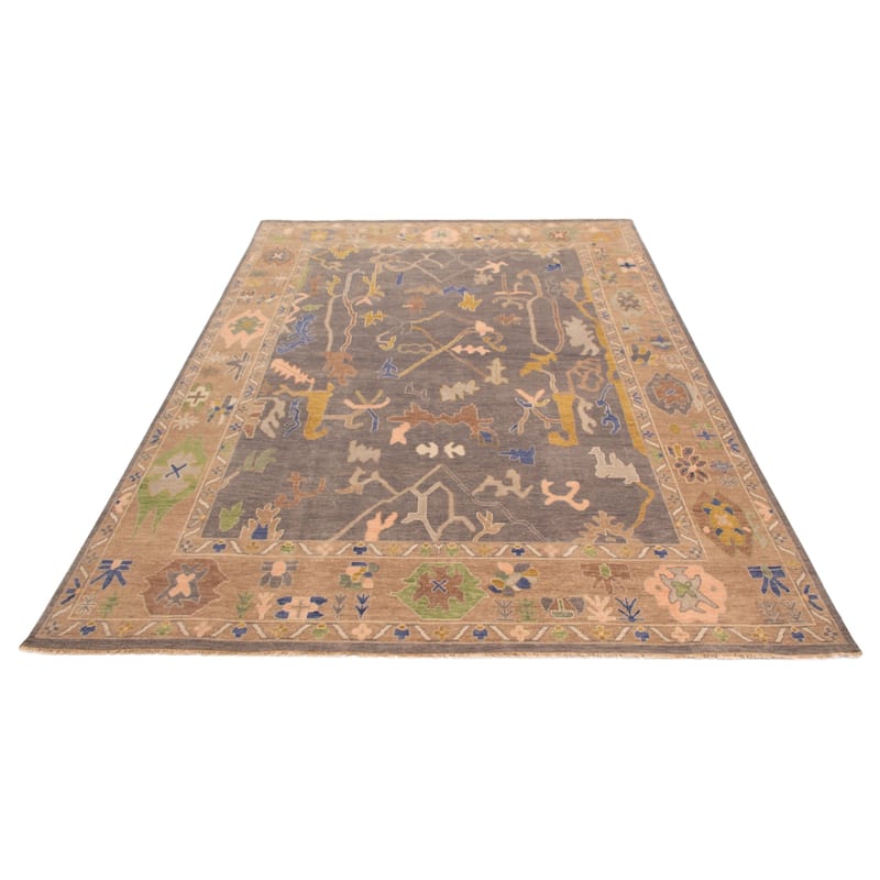 ECARPETGALLERY Hand-knotted Modern Oushak Grey Wool Rug - 9'9 x 13'9
