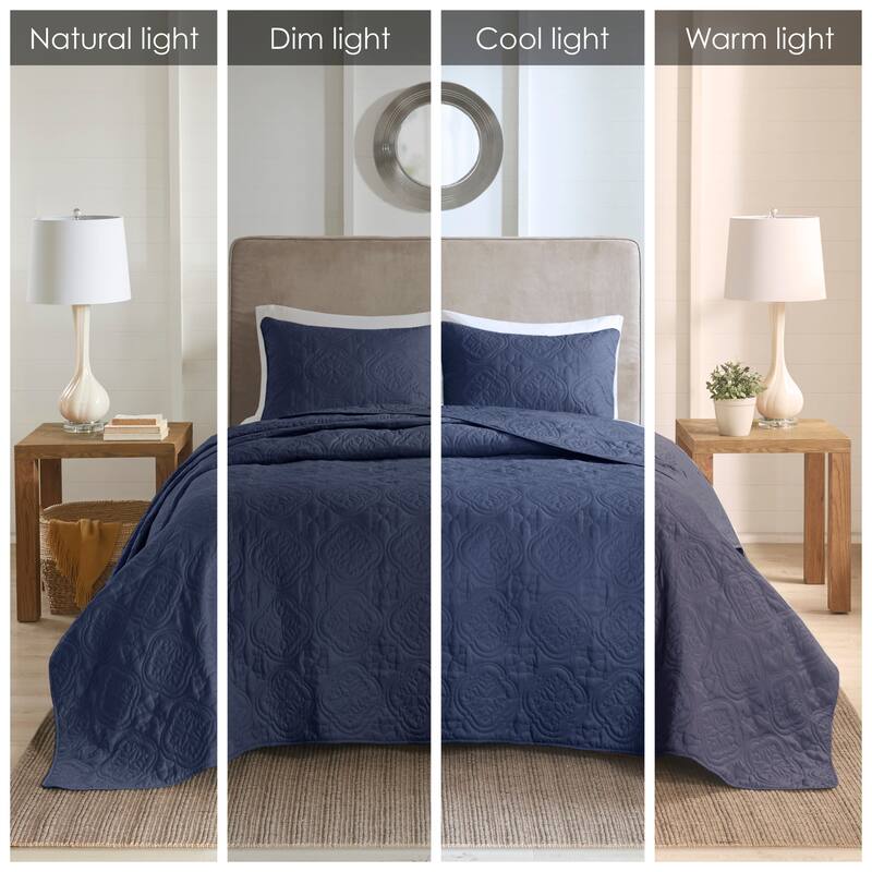 510 Design Hayley Oversized Solid Texture 3 Piece Reversible Bedspread Set