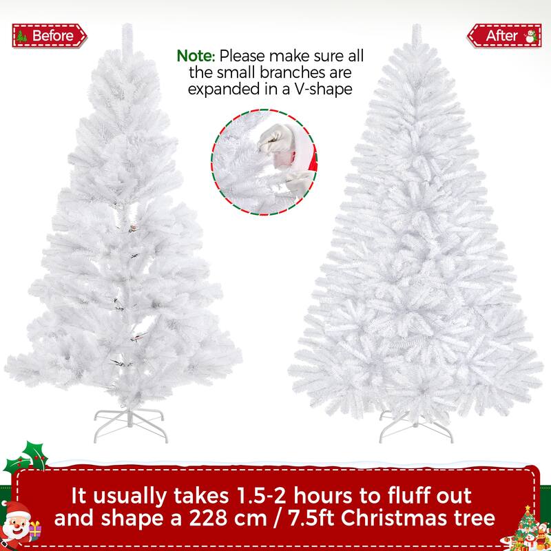 Yaheetech 4.5ft/6ft/7.5ft Pre-Lit Fir Artificial Christmas Tree with 150 Incandescent Warm Lights & 324 Tips