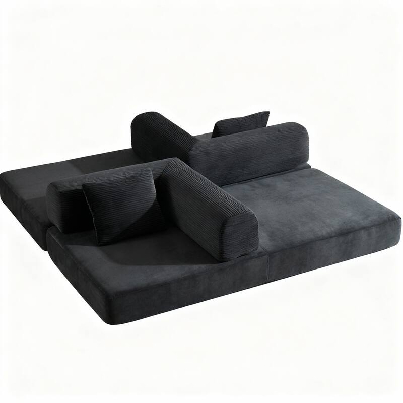 Convertible Sofa Bed, 3 in 1 Folding Loveseat Couch Bed Foldable Boneless Couch Floor Sleeper, Corduroy Pull Out Sofa Bed