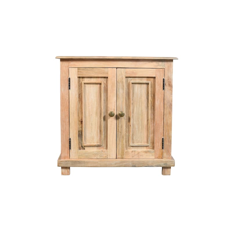 Jenna 2-Door Solid Wood Nightstand With Storage Shelf - Natural