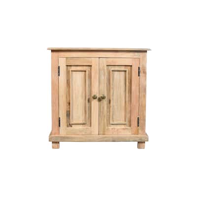 Jenna 2-Door Solid Wood Nightstand With Storage Shelf