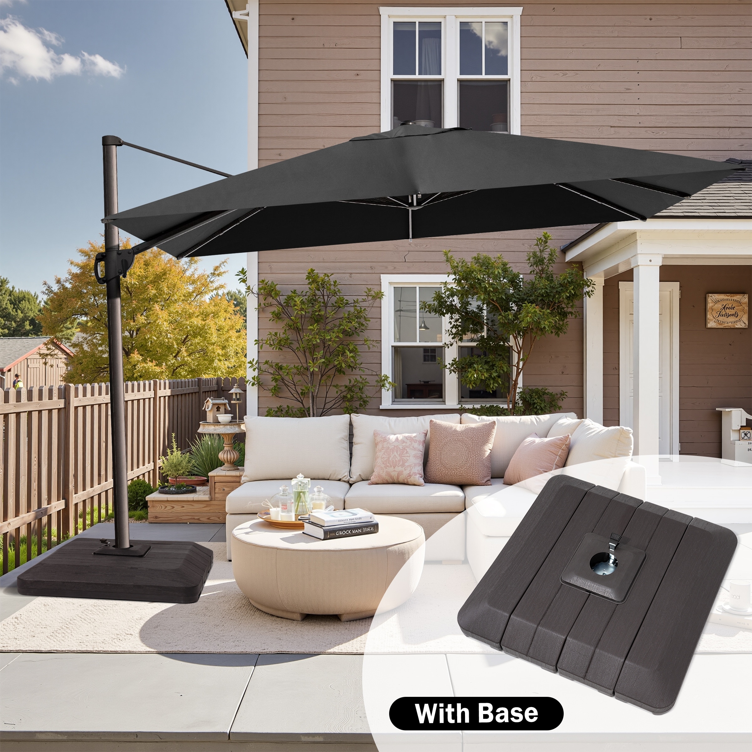 12 foot offset patio umbrella Grand FT Patio Umbrella, Outdoor Cantilever Round with 360 Rotation, Aluminum Umbrella for Patio Garden Deck Pool, Beige : Patio, Lawn & Garden in wheels PURPLE LEAF 12ft Solar powered