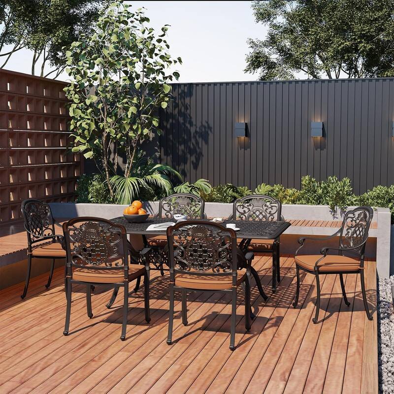 59'' Aluminum Outdoor Dining Table, Weather-Resistant Dining Table, Patio Bar Table
