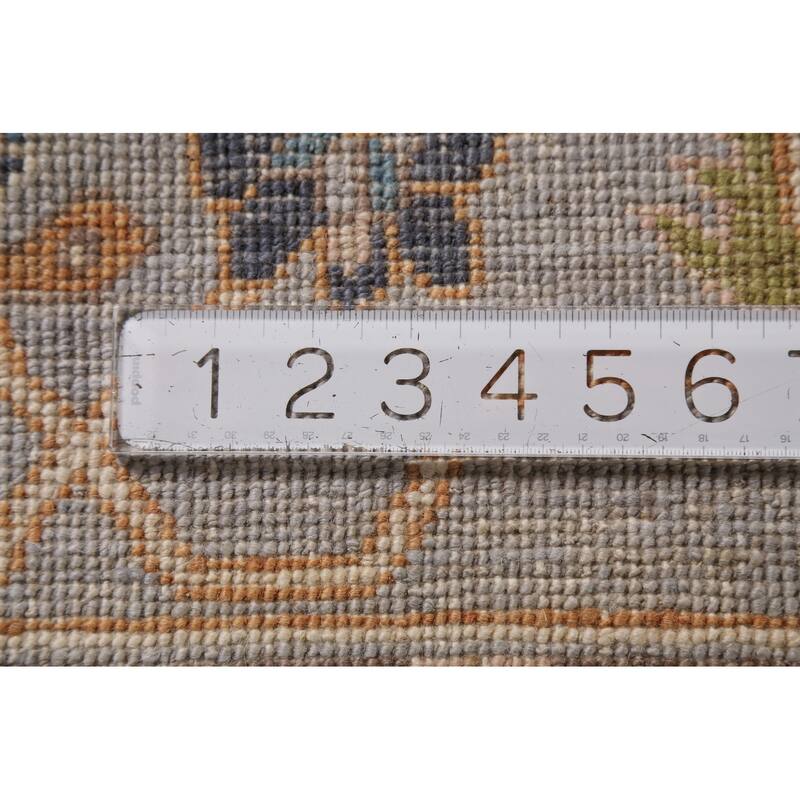 Ivory Oushak Vegetable Dye Turkish Area Rug Handmade Wool Carpet - 6'3"x 9'0"