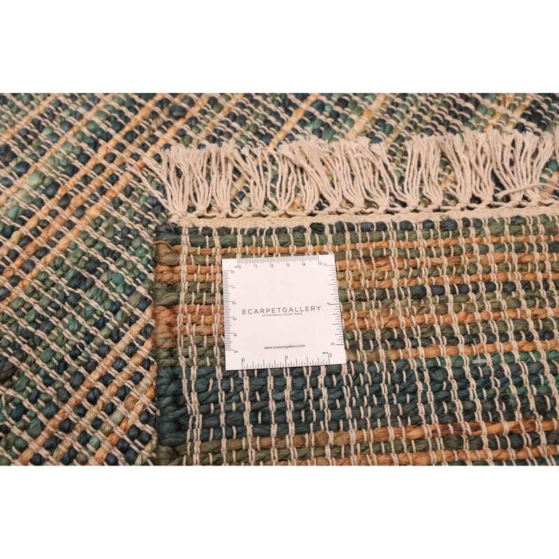 ECARPETGALLERY Flat-Weave Palas Denizli Teal Jute Kilim - 5'4 x 7'5