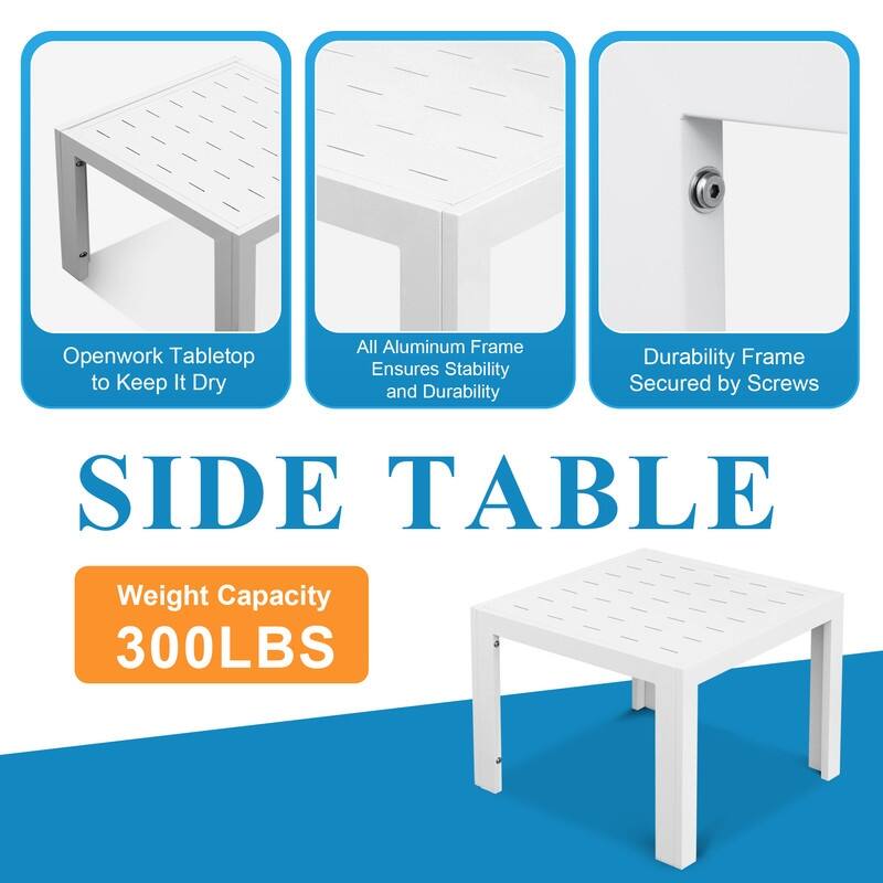 FINCATI 10-piece Patio Sectional Sofa Aluminum Conversation Set with Tables