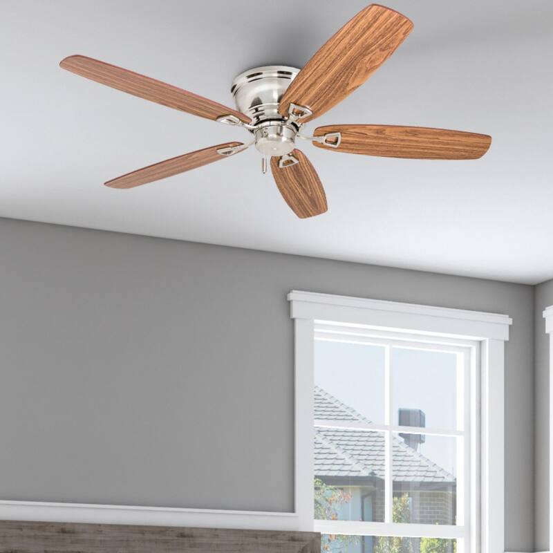 52" Honeywell Glen Alden Brushed Nickel Indoor Ceiling Fan, No Light, Pull Chain