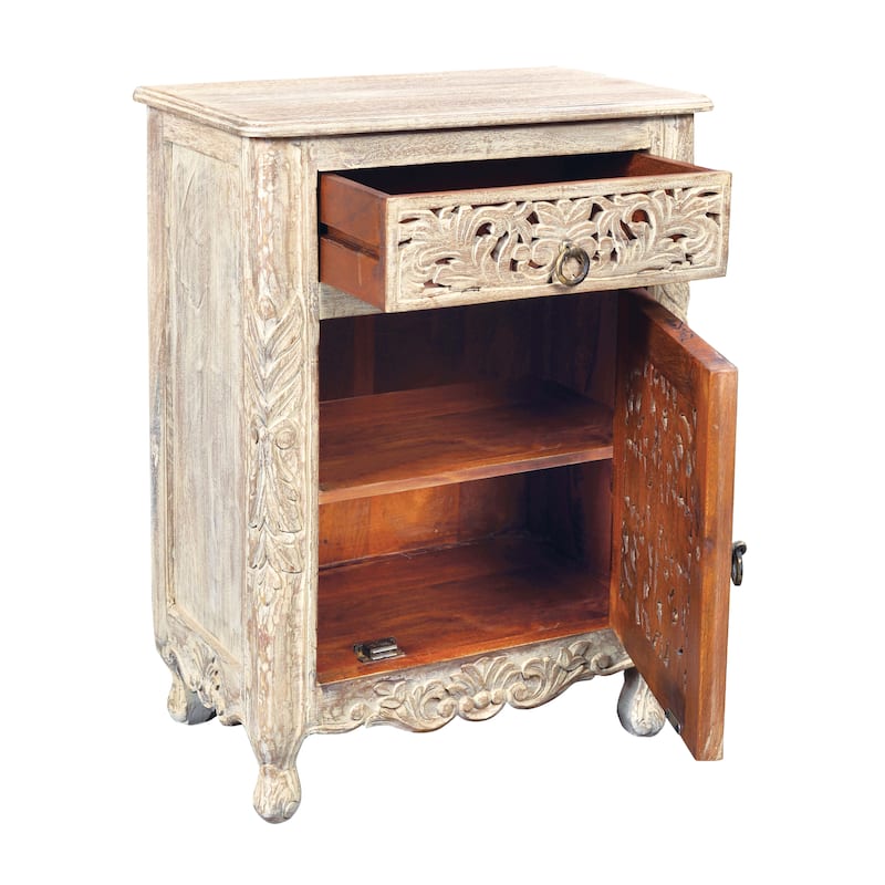 Florence 1-Drawer 1-Door Carved Nightstand