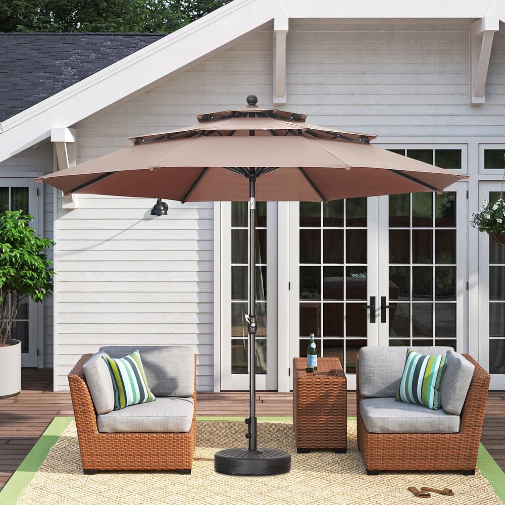 Autlaycil 10FT 3-tier Tilting Patio Umbrella With Base