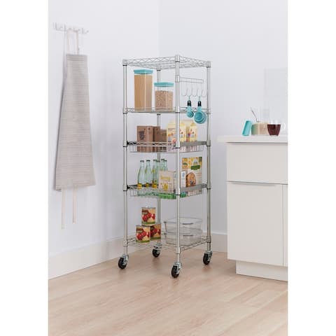 TRINITY EcoStorage® 5-Tier Square Rack 18" x 18" x 56.5" NSF Chrome