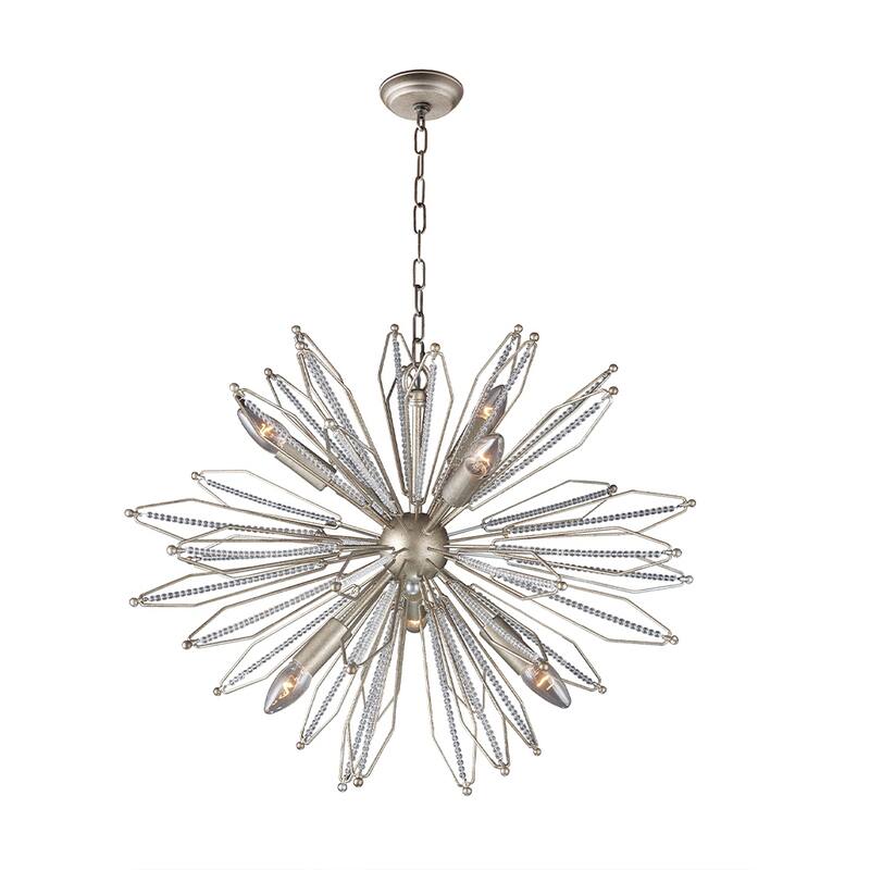 Cutright 6 - Light Sputnik Sphere Chandelier with Crystal Accents - Antique Silver