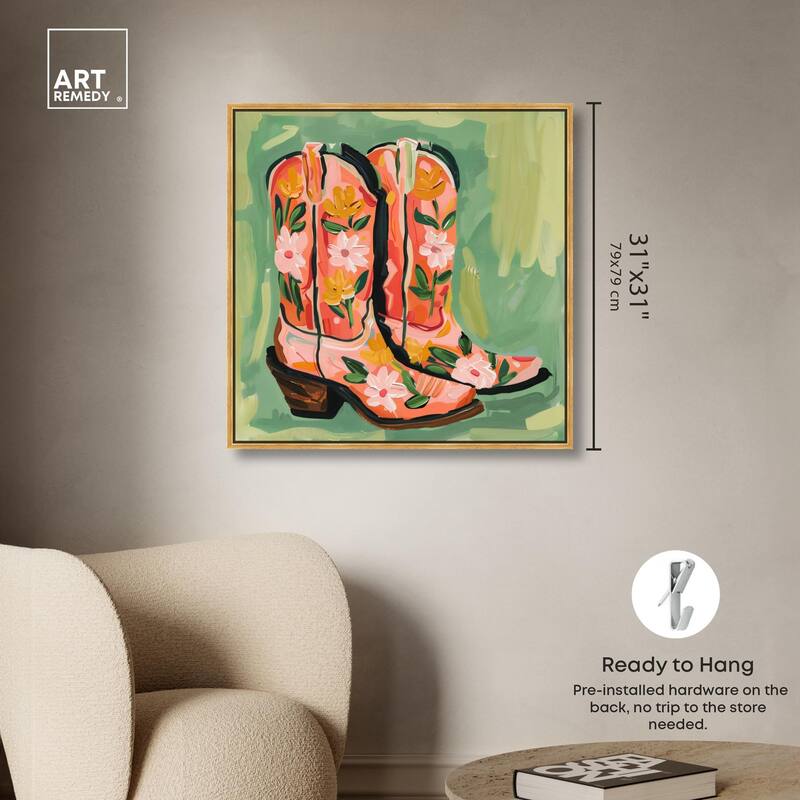 Wildflower Cowboy Boots Canvas by Art Remedy