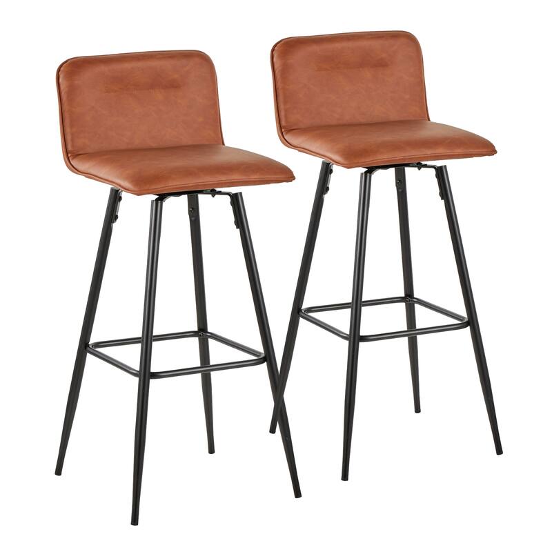 Porch & Den Kerby 30" Fixed-Height Swivel Bar Stool with Metal Legs & Square Footrest (Set of 2)